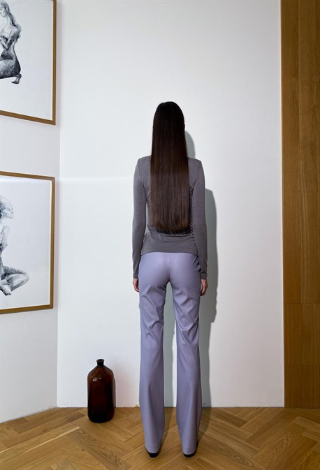 Брюки прямые из итальянской эко-кожи - фото 50550