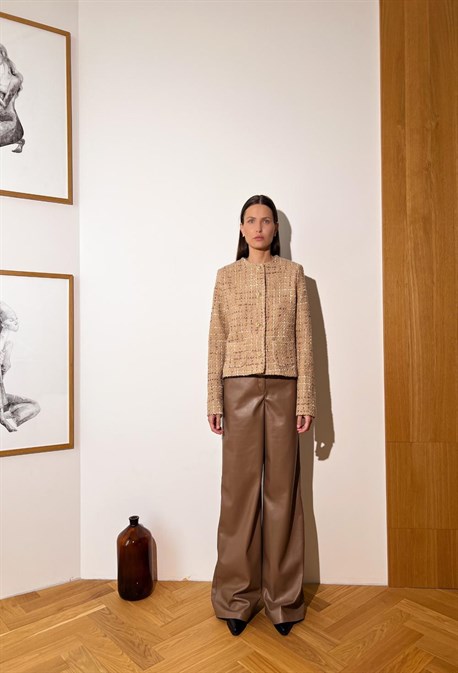 Брюки широкие из итальянской эко-кожи - фото 50562