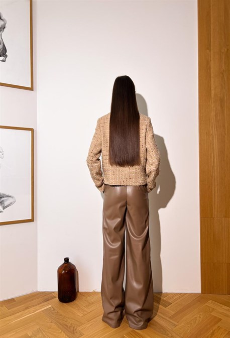 Брюки широкие из итальянской эко-кожи - фото 50563