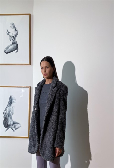 Меховое пальто-пиджак из итальянской шерсти - фото 50583