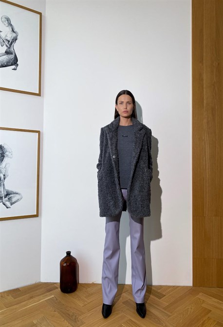 Меховое пальто-пиджак из итальянской шерсти - фото 50584