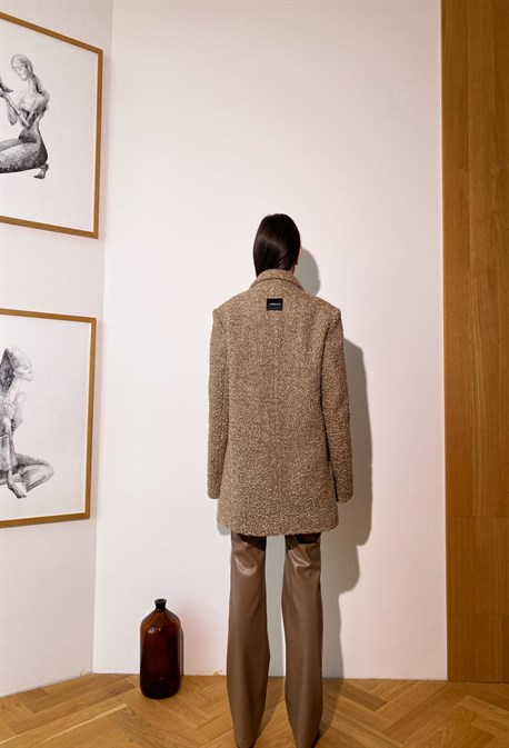 Меховое пальто-пиджак на утеплителе из итальянской шерсти - фото 50587