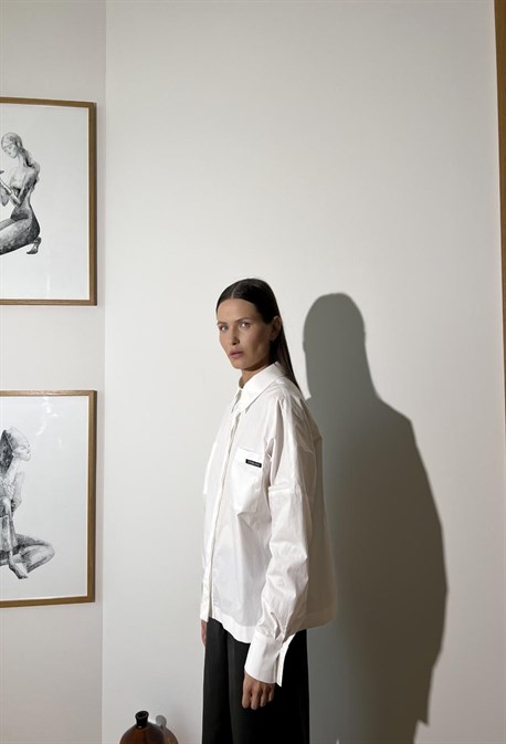 Рубашка укороченная из итальянского хлопка - фото 50648