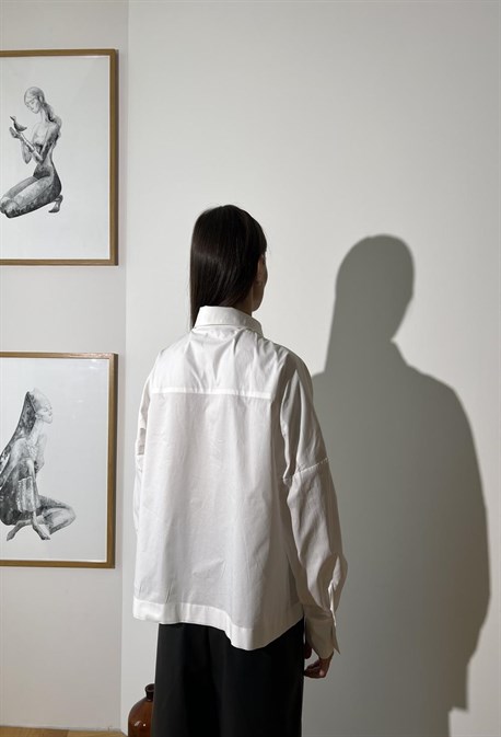 Рубашка укороченная из итальянского хлопка - фото 50649