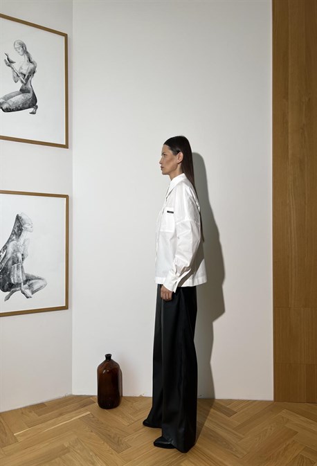 Рубашка укороченная из итальянского хлопка - фото 50650