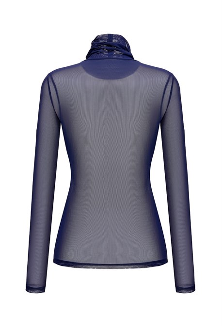 Водолазка чернильно-синего оттенка из сетки - фото 50703