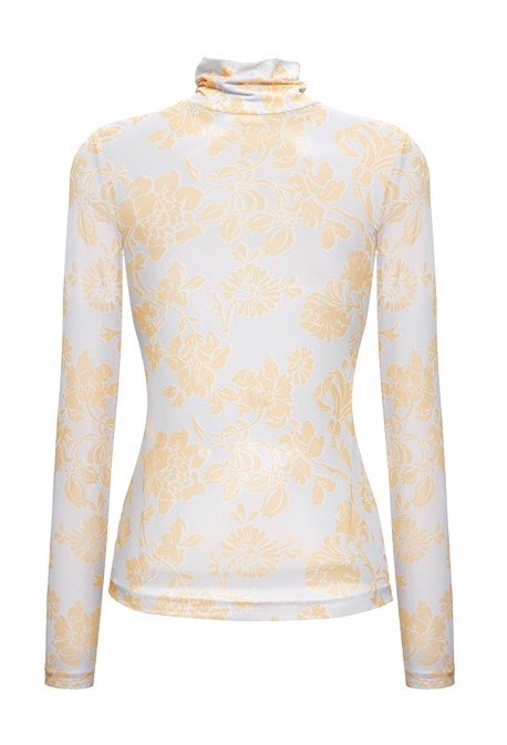 Водолазка золотисто-желтые цветы на сером фоне из сетки - фото 50705