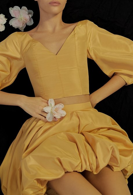 Топ корсетный золотисто-желтого оттенка - фото 50707