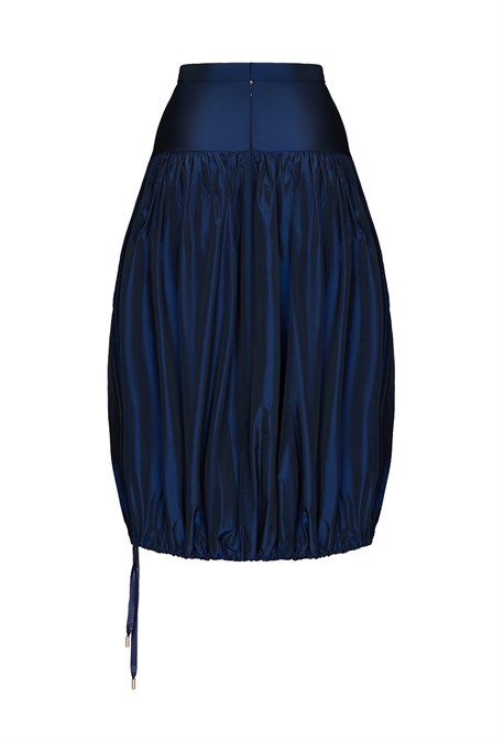 Юбка воздушная миди чернильно-синего оттенка - фото 50720