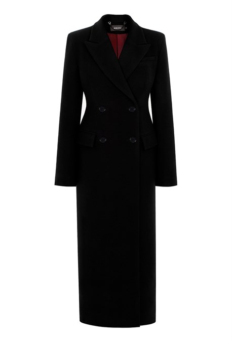 Пальто женское черное приталенное - фото 50828