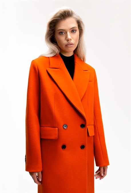 Пальто женское оверсайз оранжевое - фото 50855