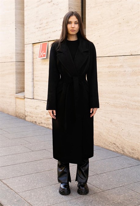 Пальто женское  черное оверсайз - фото 50861