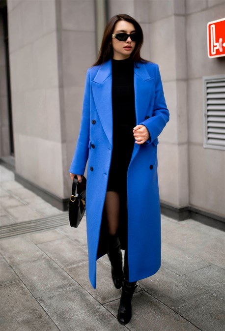 Пальто женское синее - фото 50863