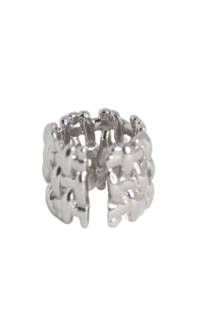 Широкое кольцо под серебро с плетениями - фото 50902