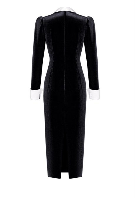 Платье бархат черное - фото 51629
