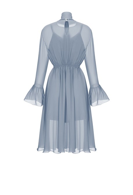 Платье шифон серое - фото 51637