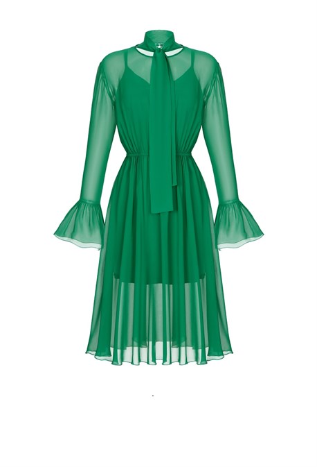 Платье шифон зеленое - фото 51638