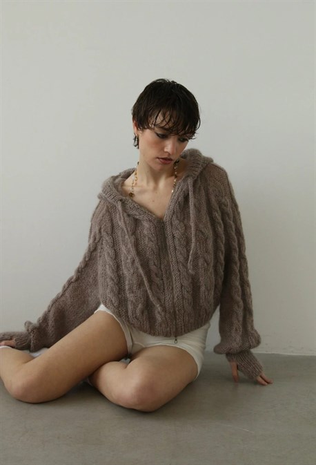 Вязаное худи на молнии - фото 51964