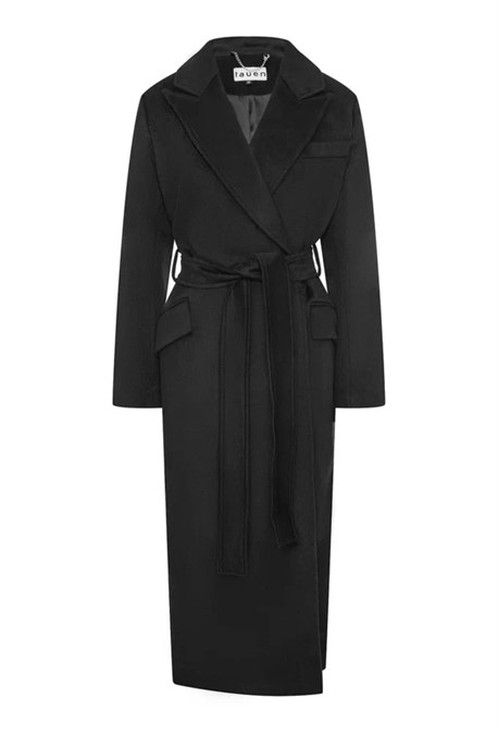 Пальто-халат с разрезами черный - фото 55103