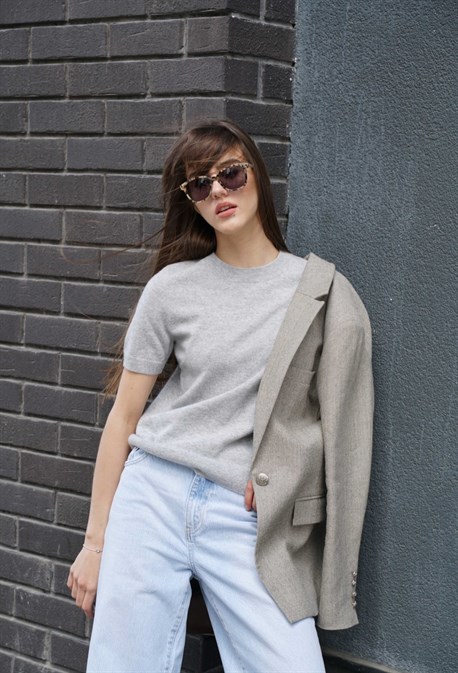 Джемпер кашемировый с коротким рукавом - фото 55868