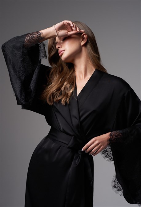 Халат шелковый макси - фото 56390