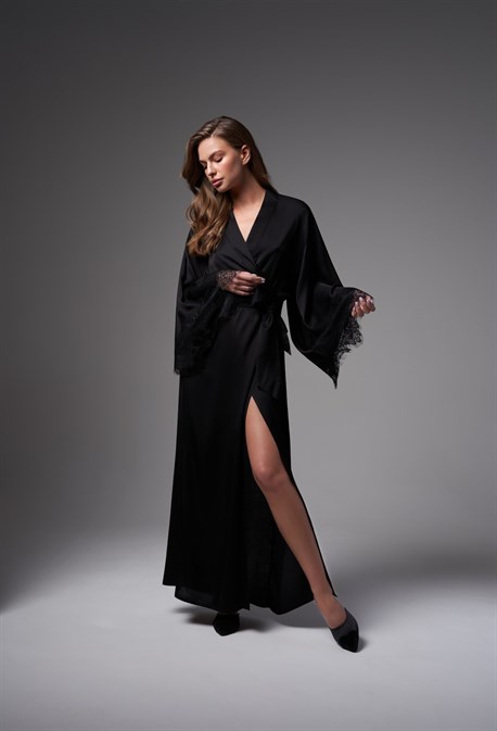 Халат шелковый макси - фото 56391