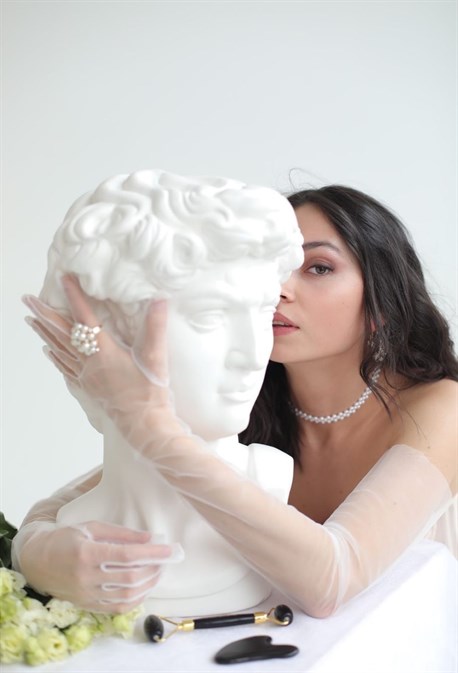 Перчатки высокие с глиттером - фото 56827