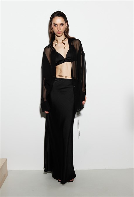 Юбка-макси из атласа - фото 57542