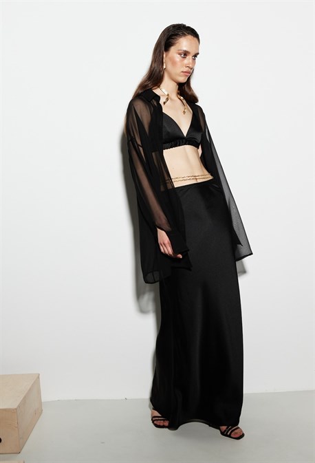 Юбка-макси из атласа - фото 57543