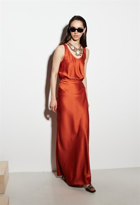 Юбка-макси из атласа - фото 57545