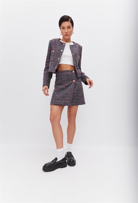 Юбка со скосом из твида - фото 58061