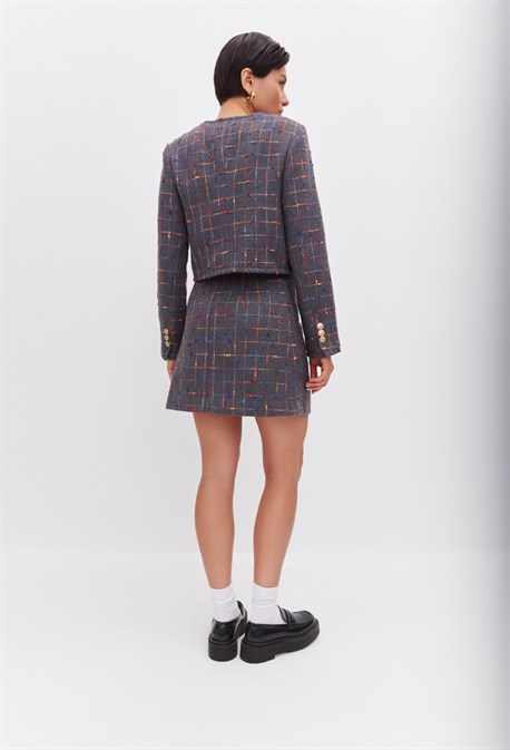 Юбка со скосом из твида - фото 58063