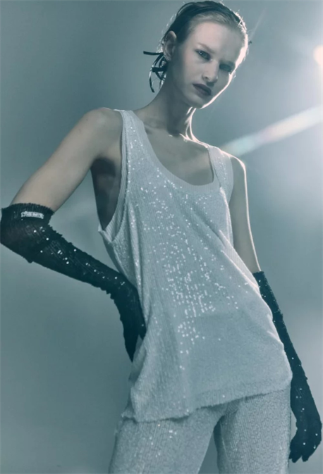 Двойная майка из пайетки - фото 58808