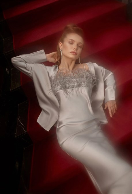 Комплект рубашка и платье с перьями - фото 58899