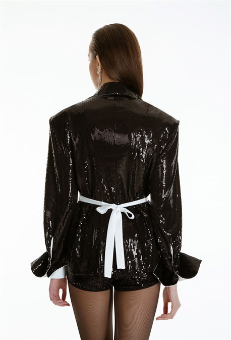 РУБАШКА В ПАЙЕТКАХ С РОЗАМИ - фото 61276