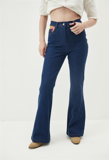 Джинсы клеш с высокой талией - фото 61448