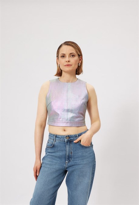 Топ из неоновой джинсы - фото 61481