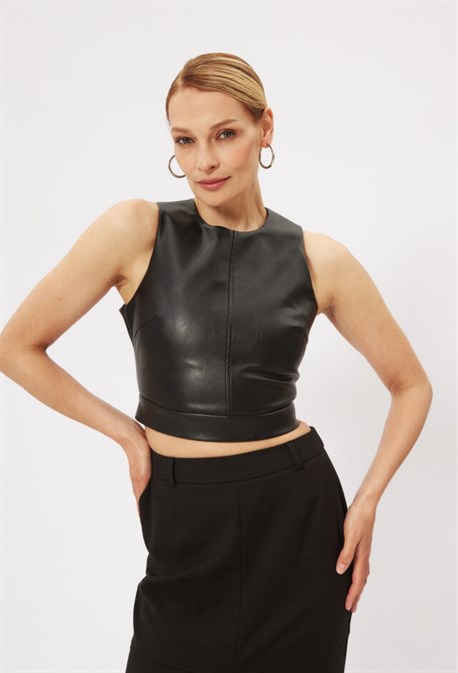 Топ из экокожи - фото 61484