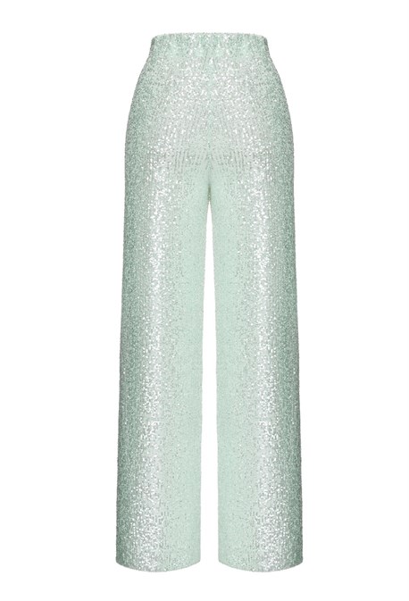 Мятные брюки с пайетками - фото 61637