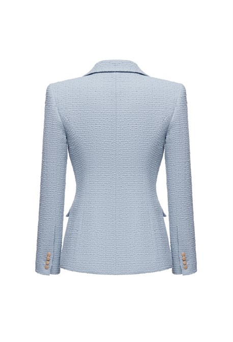 Жакет твидовый голубой - фото 61640
