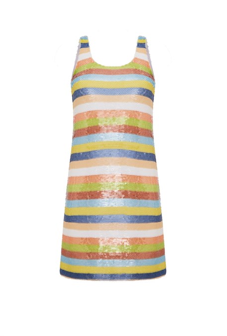 Платье из пастельных паеток в полоску - фото 61654