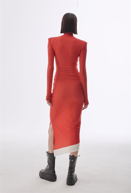 Красное платье с подплечниками - фото 61690