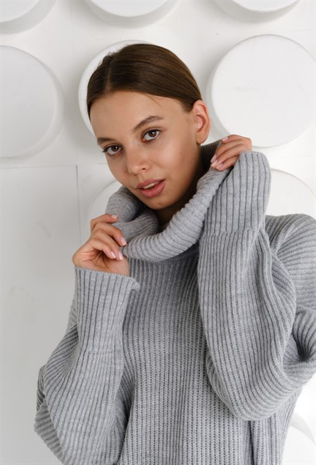 ПЛАТЬЕ ВЯЗАНОЕ С ВЫСОКИМ ВОРОТОМ - фото 61814