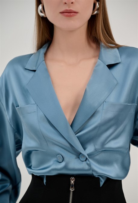 Блуза из шёлка двубортная - фото 63272