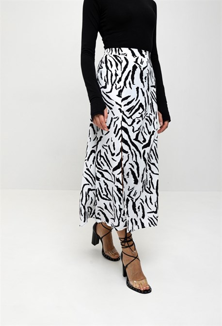 Юбка с разрезом принт зебра - фото 63799