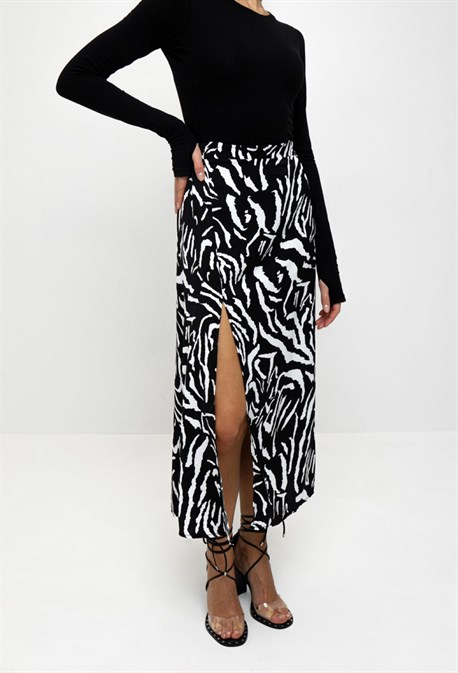 Юбка с разрезом принт зебра - фото 63804