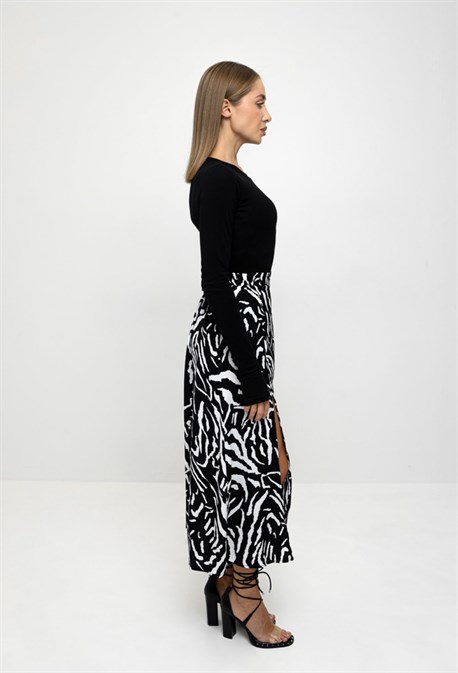 Юбка с разрезом принт зебра - фото 63805