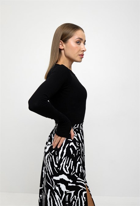 Юбка с разрезом принт зебра - фото 63806