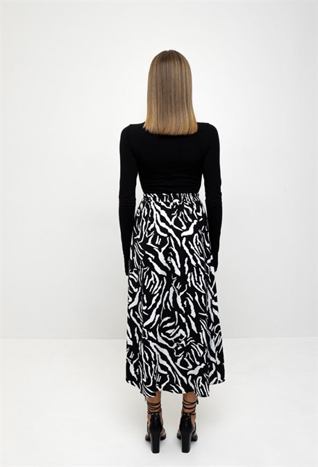 Юбка с разрезом принт зебра - фото 63807