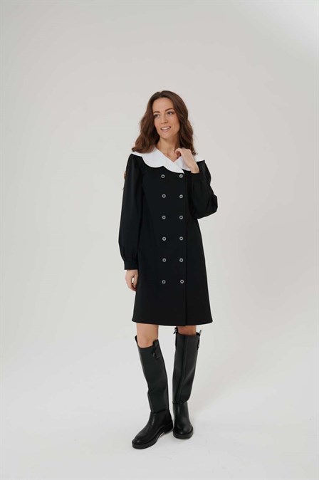 Платье двубортное со съемным воротником - фото 64213